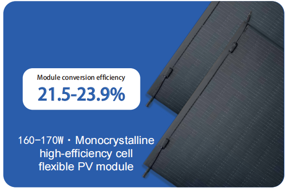 160-170W · ម៉ូឌុល PV អាចបត់បែនបានកោសិកាដែលមានប្រសិទ្ធភាពខ្ពស់ Monocrystalline (2)