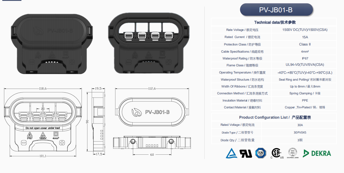 PV Junction Box 3diodes 1